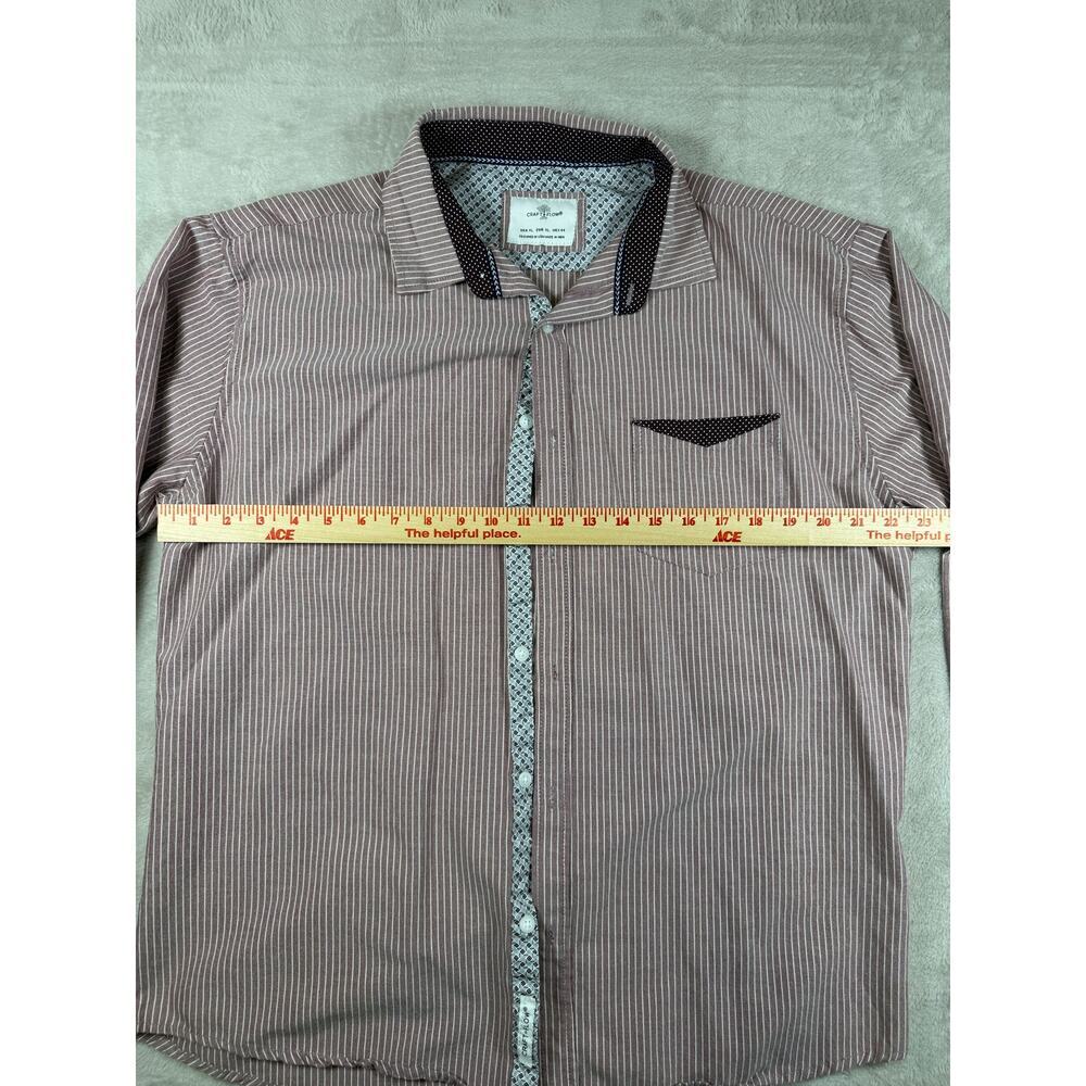 Craft + Flow Red/White Striped Long Sleeve Collard Button Up Mens XL - Picture 6 of 10